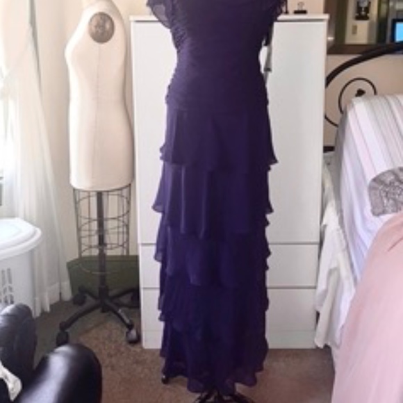 Plus-Sized Dark Purple Ruffled Maxi Dress - Picture 2 of 4